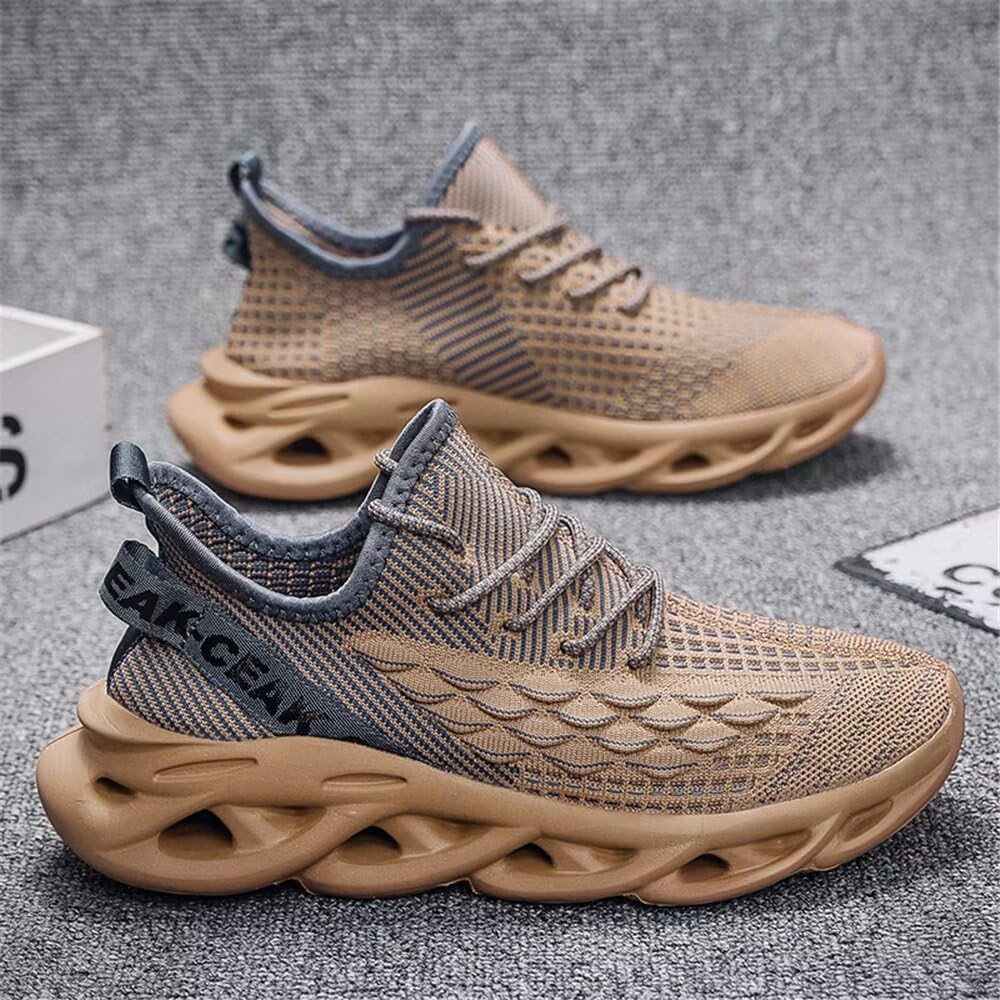 Jakcuz Plus Size Men's Lightweight Walking Shoes Mesh Fish Scale Pattern Fashion Sneakers - Image 3