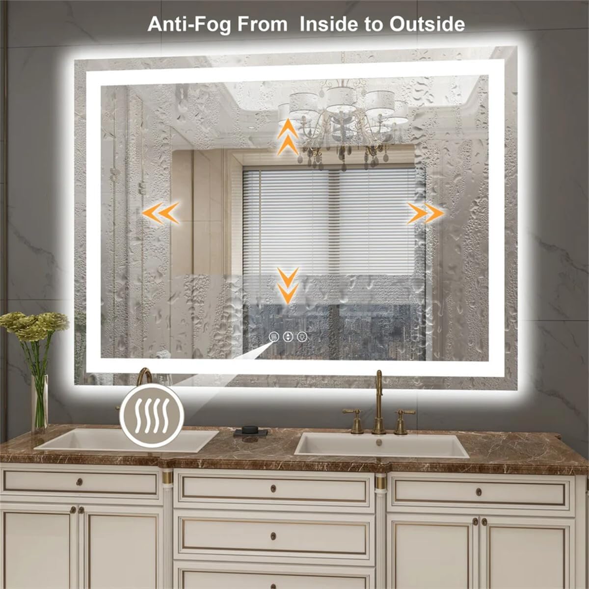 LED Bathroom Mirror 28"x 36" with Front and Backlight, Stepless Dimmable Wall Mirrors with Anti-Fog, Shatter-Proof, Memory, 3 Colors, LED Vanity Mirror (Horizontal/Vertical)