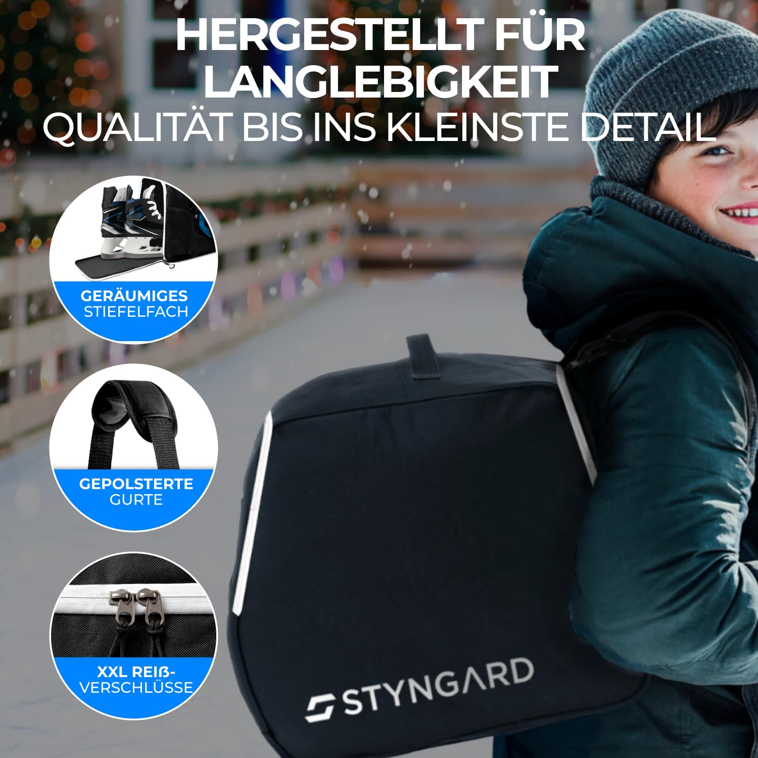 STYNGARD Schlittschuhe Damen & Herren Inliner Tasche - Inlineskates Tasche und Schlittschuhtasche für Eislaufschuhe aus robustem Material - Modell Ottawa