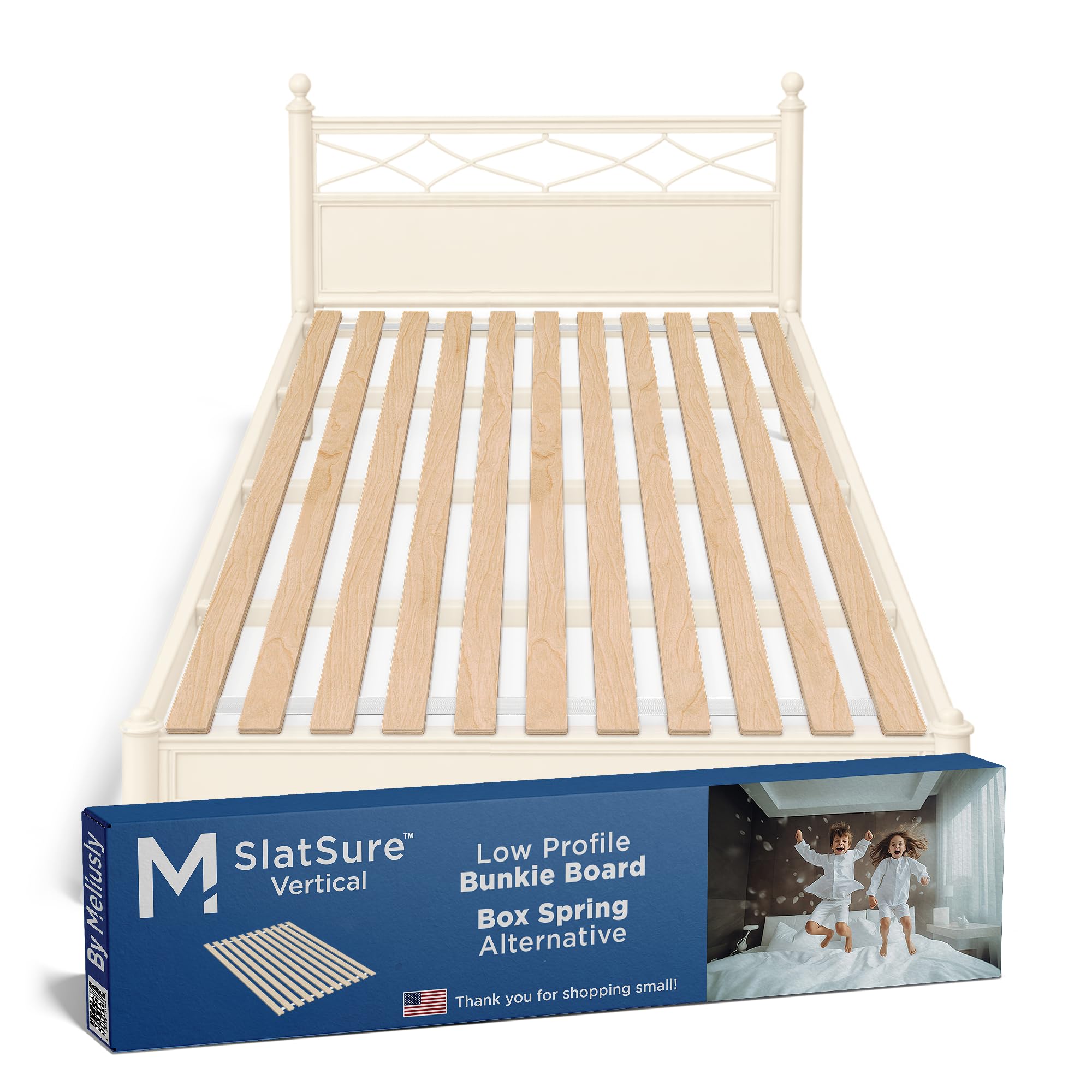 Meliusly SlatSure Queen Size Bunkie Board - Heavy Duty Vertical Bed Slats & Foldable Wooden Support Board for Sagging Mattress or Platform Bed Frame, Box Spring Alternative and Replacement