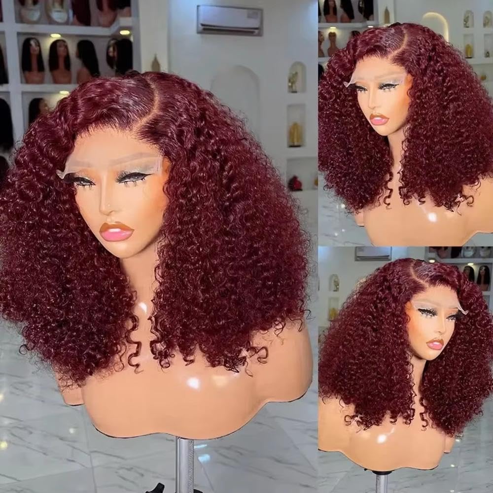 Haarpflege Burgunderrote Wasserwelle Kurze Bob-Perücke 13 X 4 Spitze Vorne Für Schwarze Frauen Vorgezupfter Haaransatz Cosplay Täglich