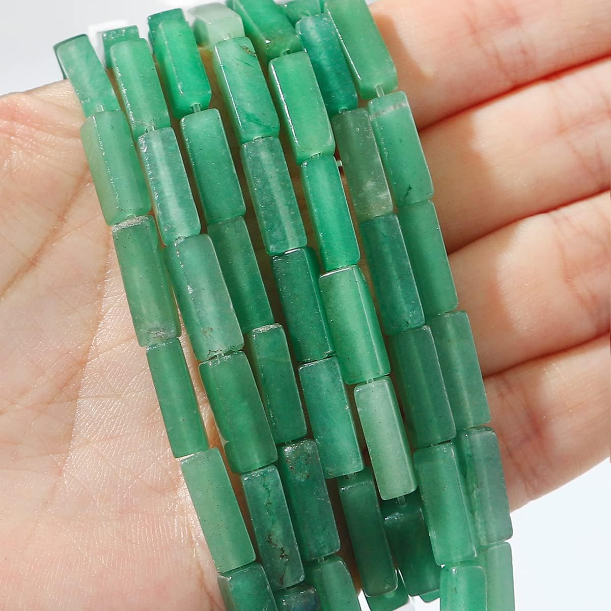 Natural Green Aventurine Tube Beads 13x4mm 30pcs Rectangle Loose Semi Gemstone Beads for Jewelry Making Design - Image 2