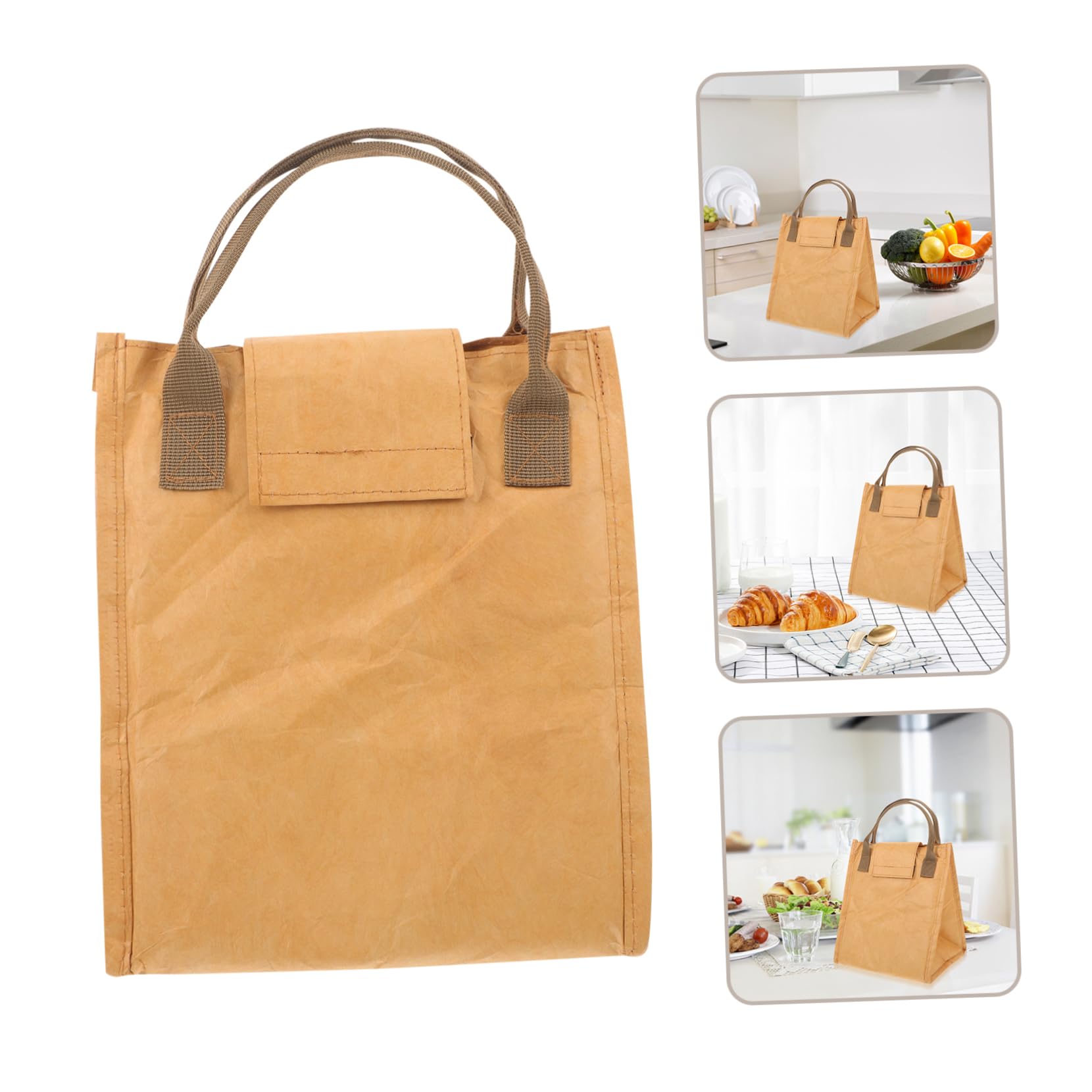 MAGICLULU 4 Piezas bolsa bento school bag maletin escolar bolsa almuerzo bolsas merienda bolsas termicas tote bolsa del almuerzo bolsa de almuerzo con aislamiento bolsa portátil papel kraft