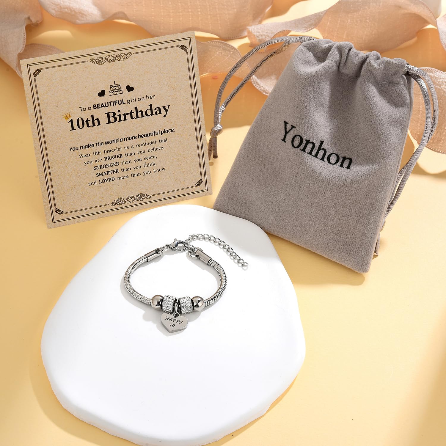 Yonhon Birthday Bracelet Gift for Girls 1-21 Years Old,Heart Happy Birthday Bracelet for Daughter Granddaughter Niece Girls - Image 5