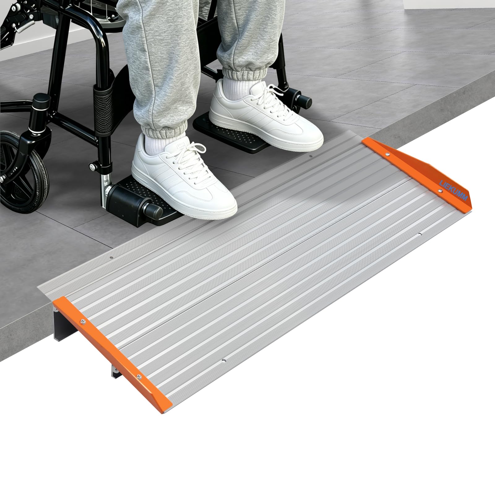 LIEKUMM Rampe de Seuil pour Fauteuil Roulant 5 cm, Capacité Max. 450 kg