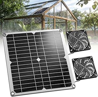 Solar Ventilator, 12W Solarpanel Ventilator, Wetterfest, mit DC Doppelventilator für kleine Hühnerställe, Solarmodul Lüfter Kit für kleine Hühnerställe, Gewächshäuser, Haustierhäuser, Garage
