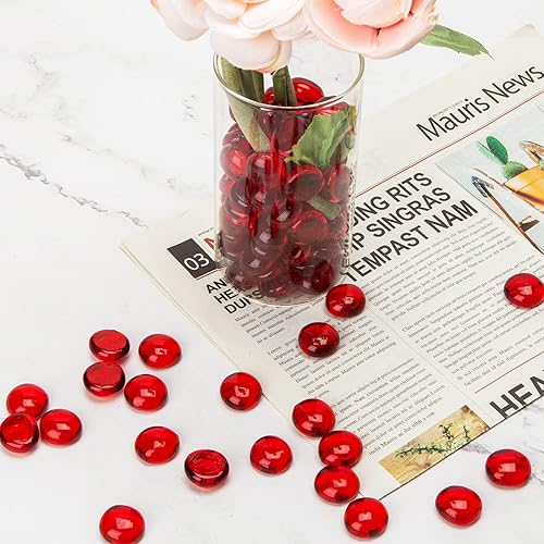 Miniatura 12 de FUTUREPLUSX Canicas de vidrio plano rosa de 1 libra, rellenos de jarrones, gemas para pecera, mármoles de vidrio decorativos para jarrones, acuario