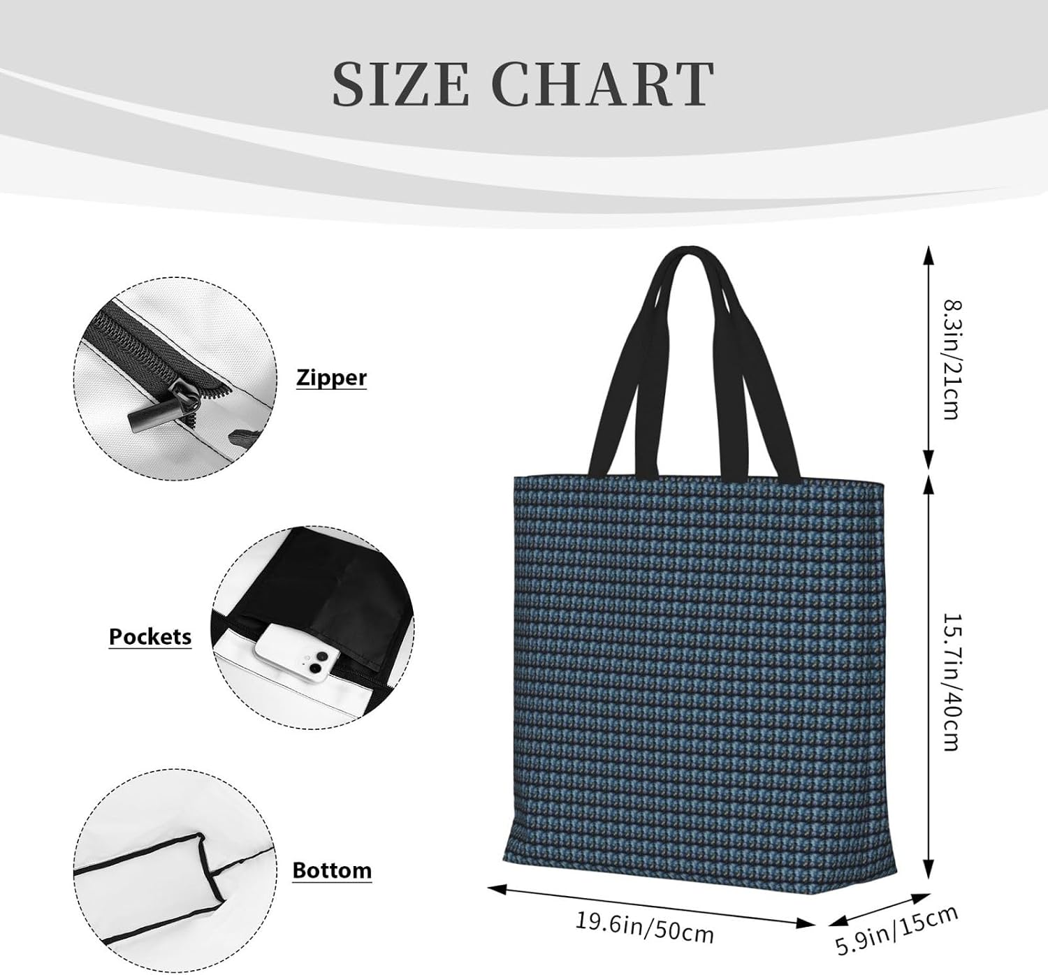 Art Blue Dragonfly Print Eco-Friendly Tote Lightweight Grocery Bag Daily Commuting Travel Beach Gym Use