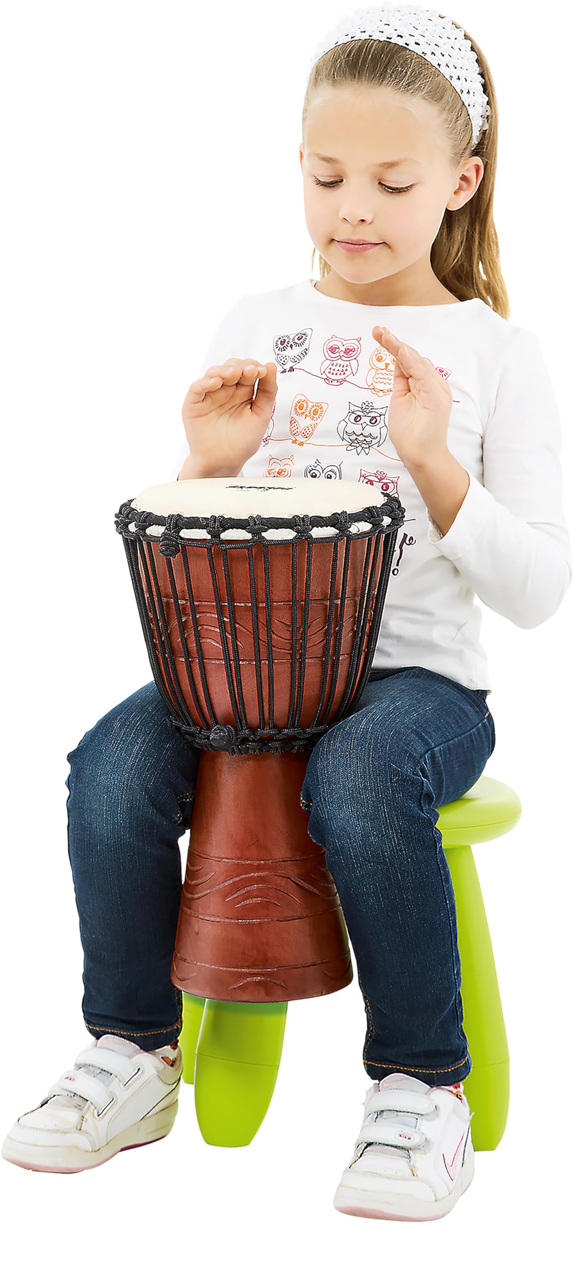 Nino Percussion Water Rhythm Djembe - Großes Musikinstrument für Kinder ab 4 Jahren - Durchmesser 8 Zoll - Mahagoni, Natur (NINO-ADJ2-S)
