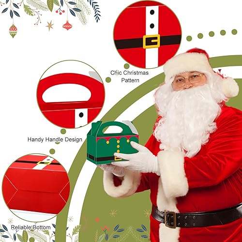 Miniatura 5 de Cholemy 100 cajas de regalo de Navidad 3D, caja de regalo de papel de Navidad 3D, caja de regalo de Papá Noel, elfo, galletas, cajas de dulces para