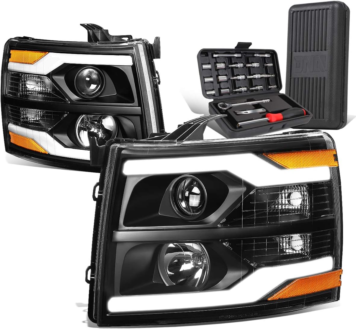 Auto Dynasty Dual LED DRL Strip Black Amebr Corner