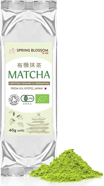 40g (Refill Pouch) ORGANIC Matcha Green Tea Powder Japanese CEREMONIAL Grade from Uji Kyoto, First Harvest Stone-Ground, Soil Association Certified, Energy & Focus Booster, Vegan Detox Superdrink