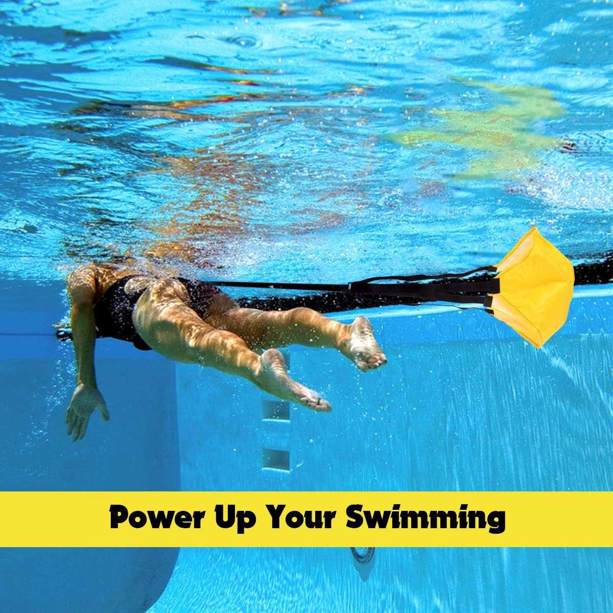 4M Pool Swim Training Belt Swim Parachute Stationary Resistance Training Equipment with Storage Mesh Bag -Adult, Kid, Pro, Amateur Use : Sports & Outdoors