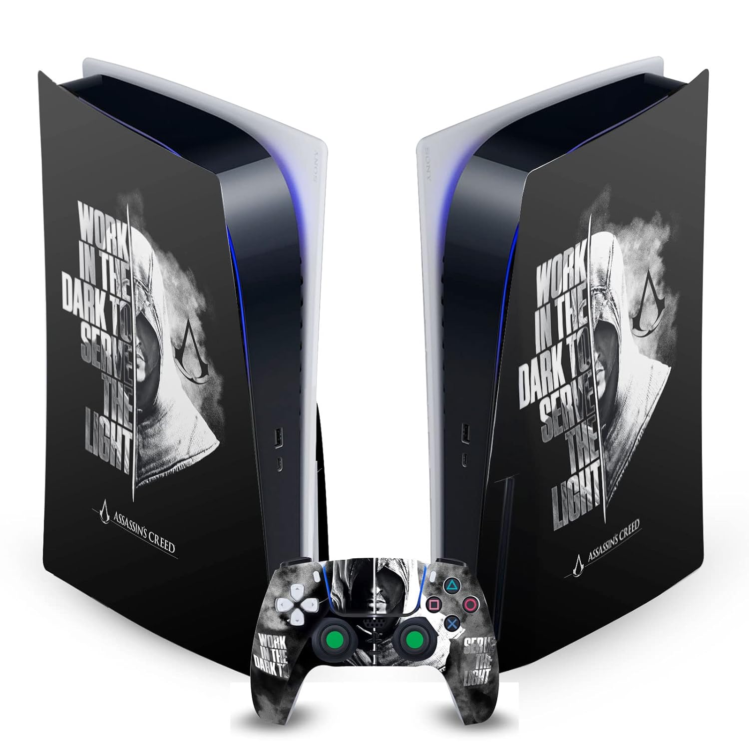 Head Case Designs Officially Licensed Assassin's Creed Half Legacy Typography Vinyl Faceplate Sticker Gaming Skin Case Cover Compatible with Sony Playstation 5 PS5 Disc Console & DualSense Controller