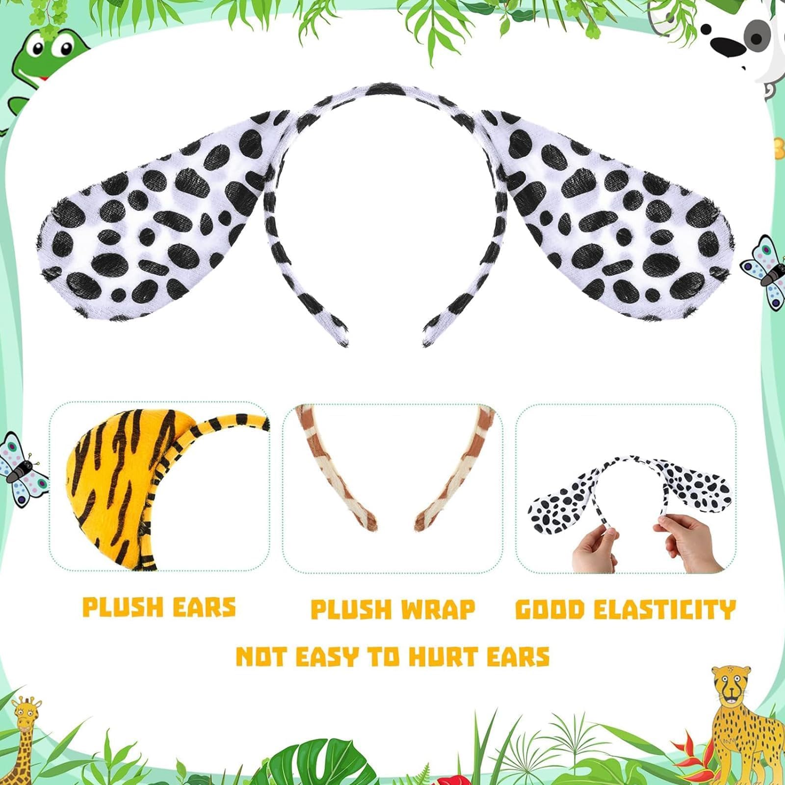 10 Pezzi Animali Orecchie Fasce, Fascia per Orecchie di Animale Cartone Animato, Fascia per Capelli in Maschera per Animali da Festa, Festa a Tema Compleanno Carnevale per Adulti per Bambini