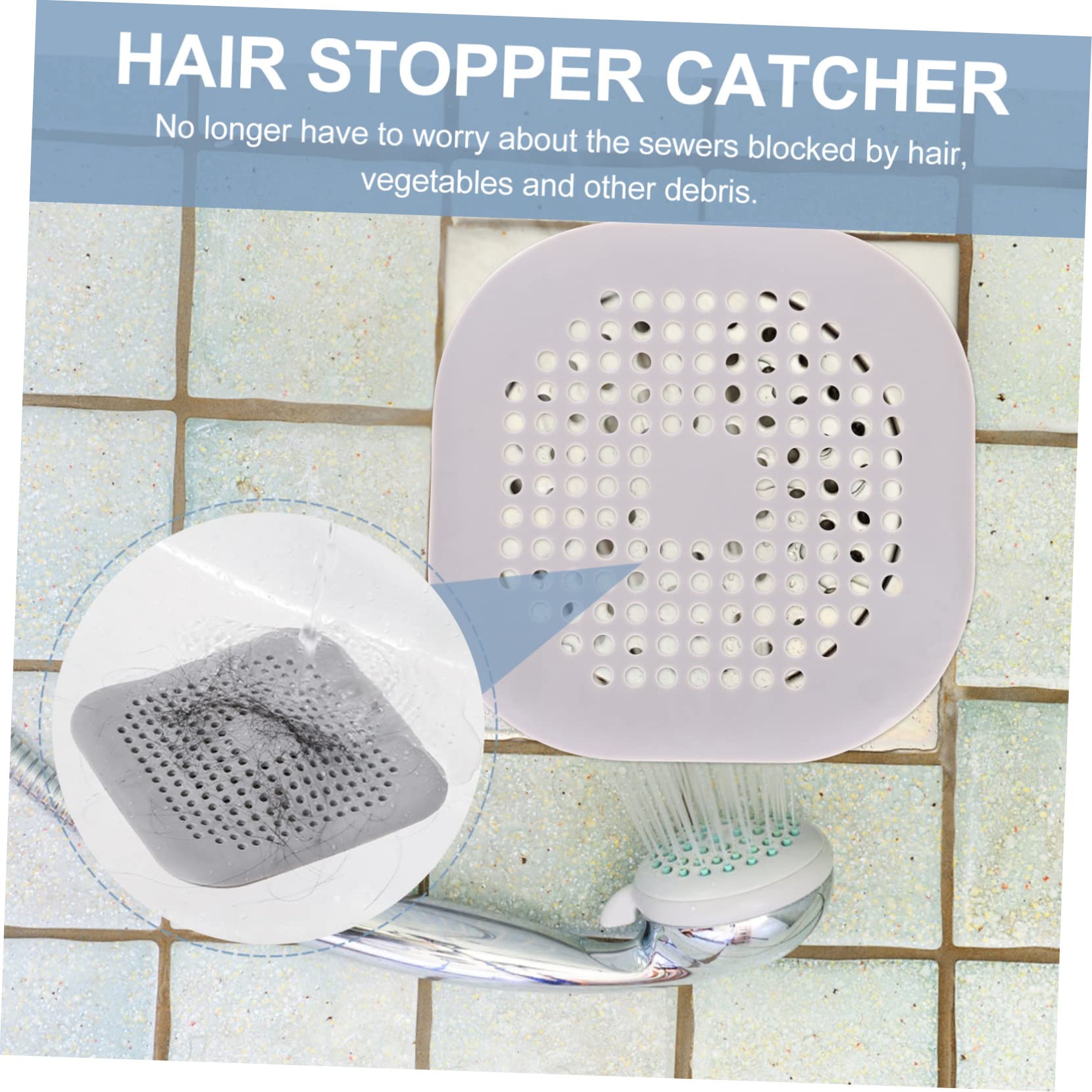 NUOBESTY 16 Teiliges Quadratisches Silikon Abflussfilter Flexibler Haarfänger für Dusche Badewanne Waschbecken Feines Filtersieb gegen Langlebig und Sicher für Haushalt Badezimmer