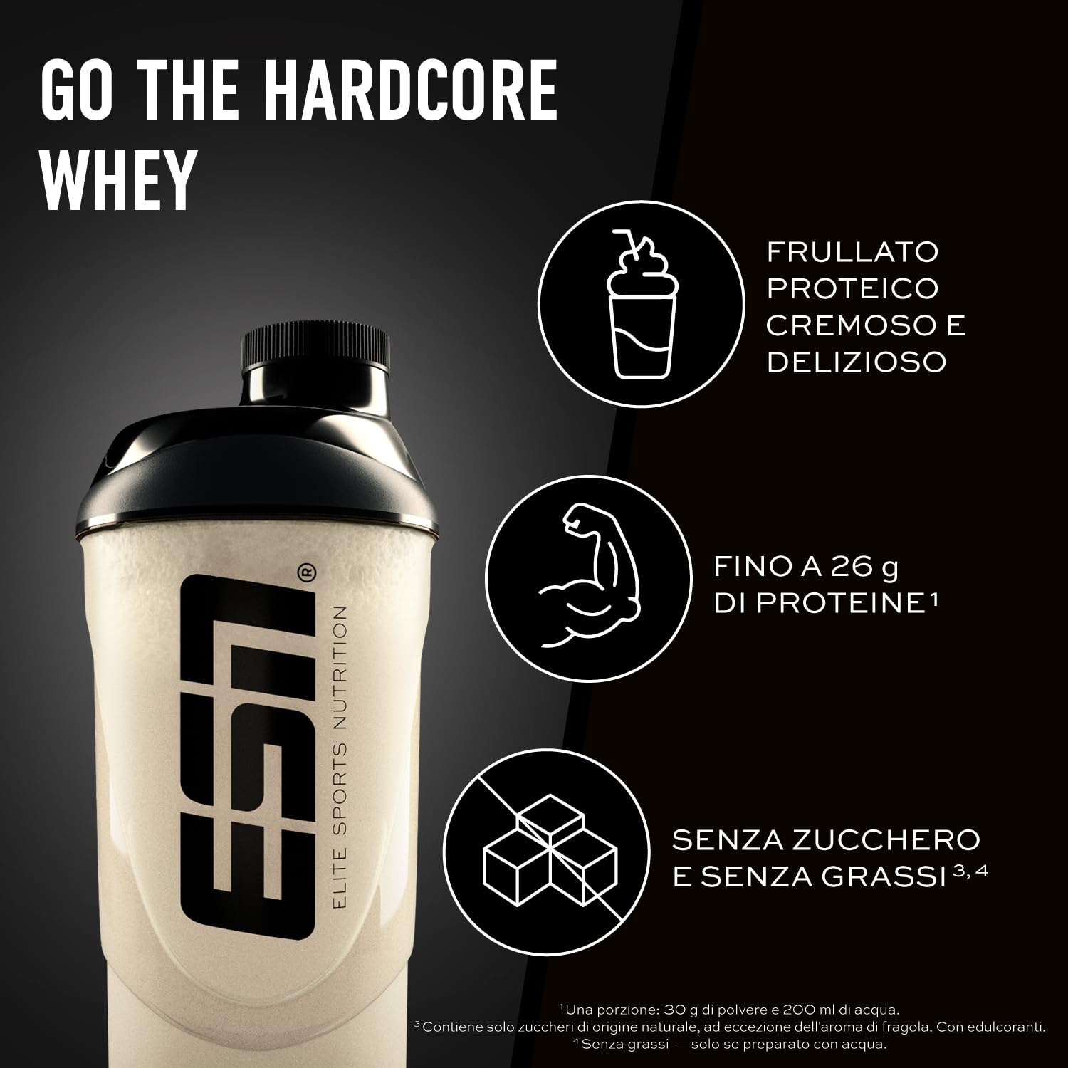 ESN IsoWhey Hardcore Protein Powder, Vanilla (Classic), 2 kg, Fino a 26 g di proteine per porzione, made in Germany