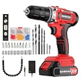 GardenJoy Cordless Power Drill Set - 21V Electric Drill Driver Kit with Battery and Fast Charger, 65pcs Acessories, 2 Variable Speed Control, 3/8-Inch Keyless Chuck and 24+1 Torque Setting