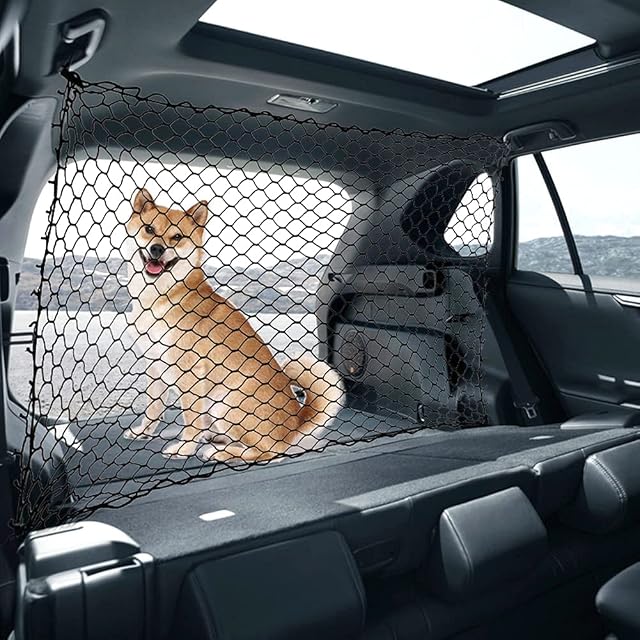 DSFSAEG Car Pet Barrier Safety Net For Dog,Vehicle Universal Mesh Fence Safety Barrier, Car Dog Guard, Dog Guard For Car Boot For Dog Pet Vehicle