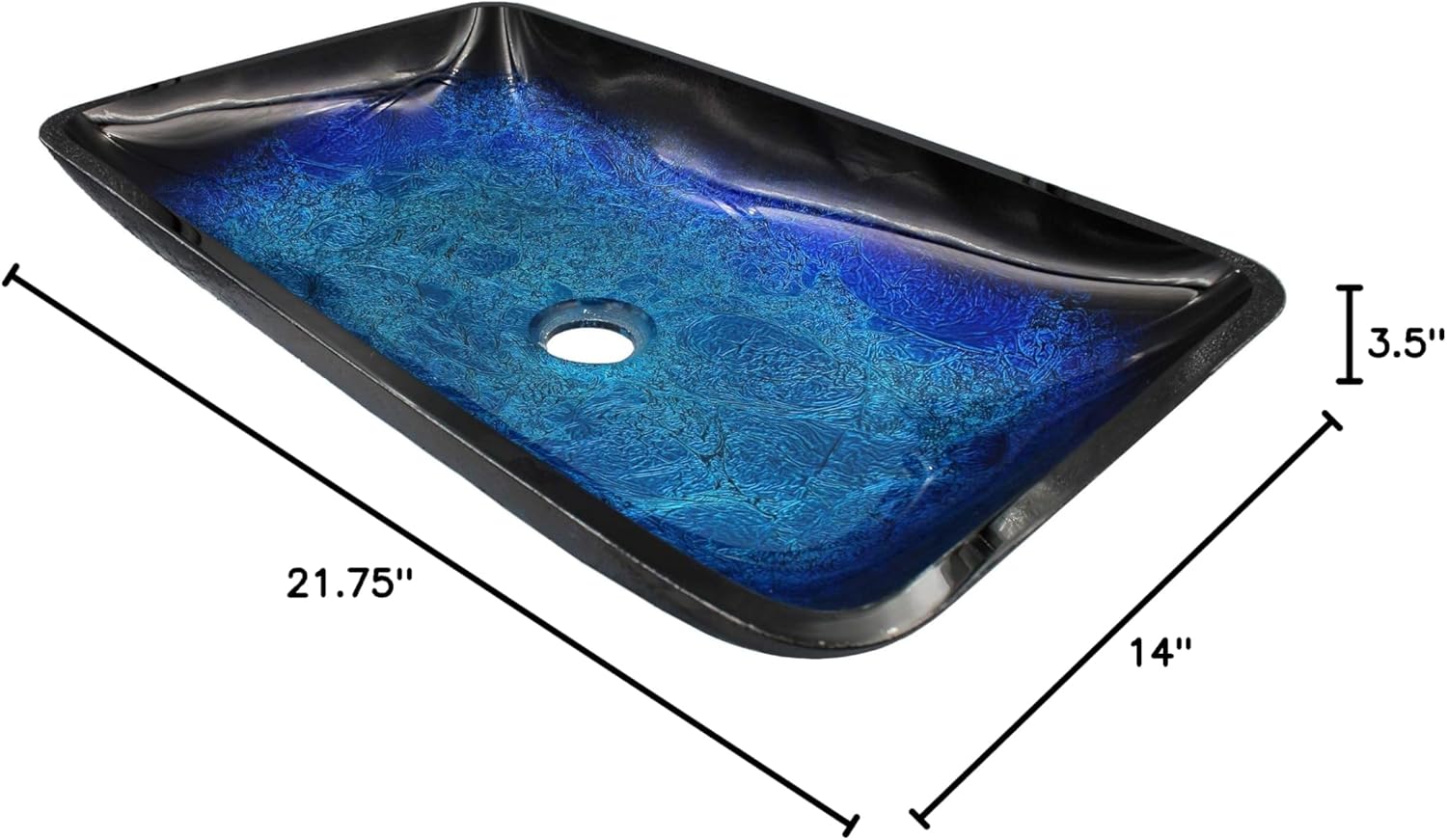 Fresca Blue and Black Glass Vessel Bath Sink, NOHP-G19034