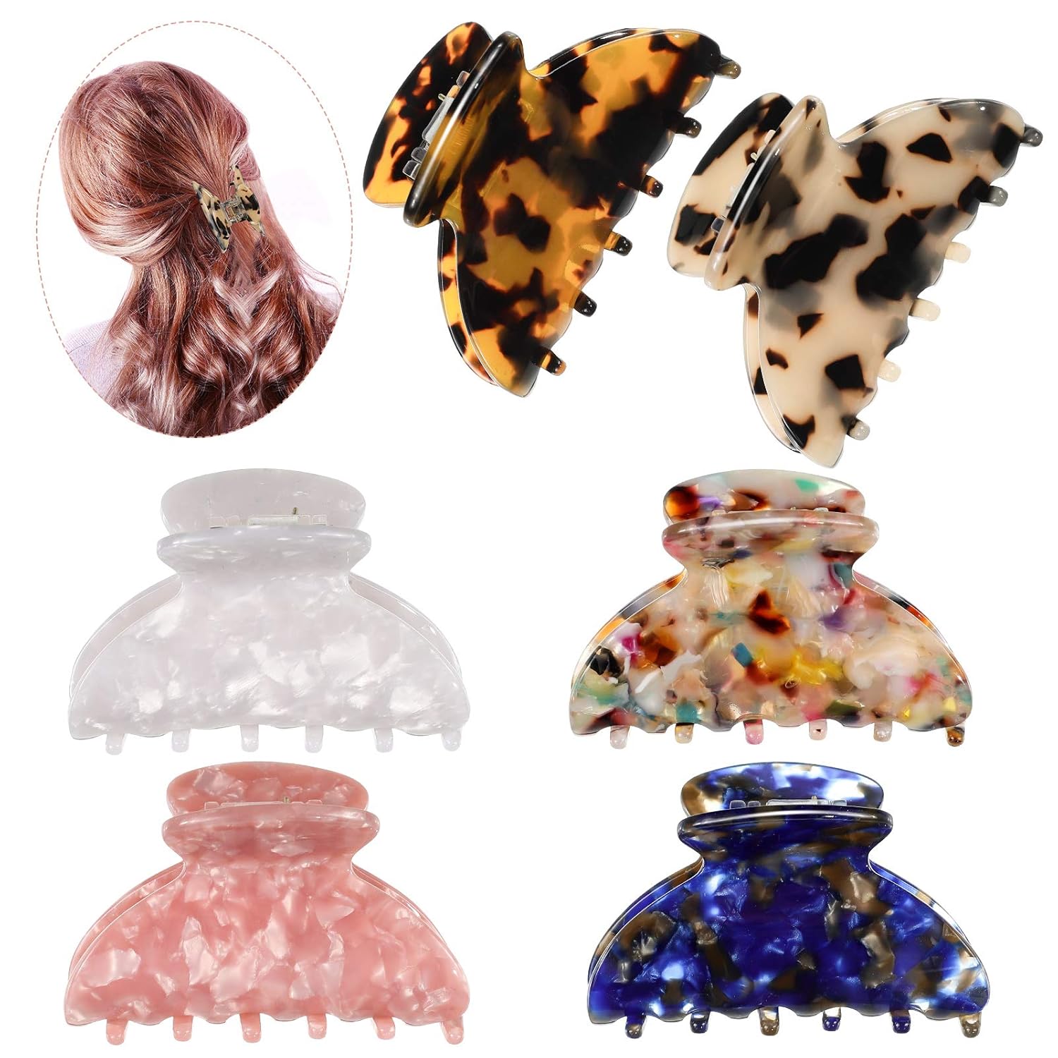 WILLBOND 6 Pieces Medium Hair Claw Clips for Thin Hair 2.6 Inch Tortoise Shell Clip Banana Jaw Hairpin French Style Barrettes Head Accessories for Women Girls(Stylish Patterns) - Image 6