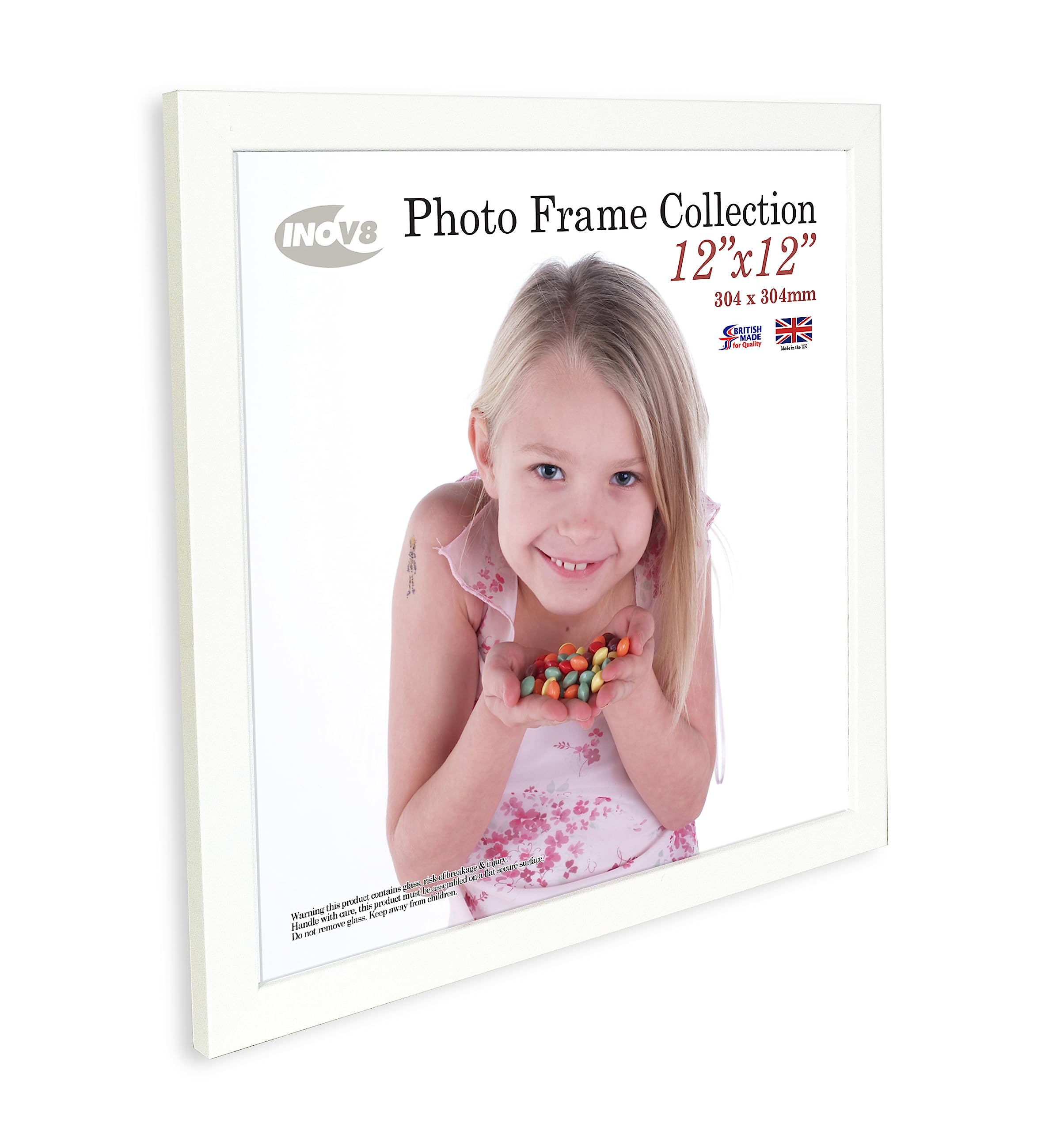 Inov8 British Made Real Wood Picture/Photo Frame 12x12" Inch(30x30cm) - Auckland 20mm Pine White - Image 2