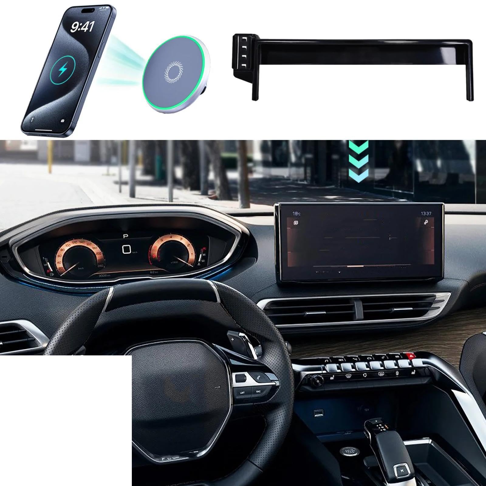 Soporte Móvil Coche para Peugeot 5008 2020-2023, Soporte para teléfono móvil de 10 Pulgadas para Coche con Clip para Rejilla de ventilación LHD
