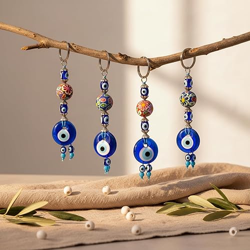 Miniatura 6 de BCS Llavero con dije de mal de ojo, amuleto de buena suerte y protección, llavero de automóvil, accesorios para bolso para mujer