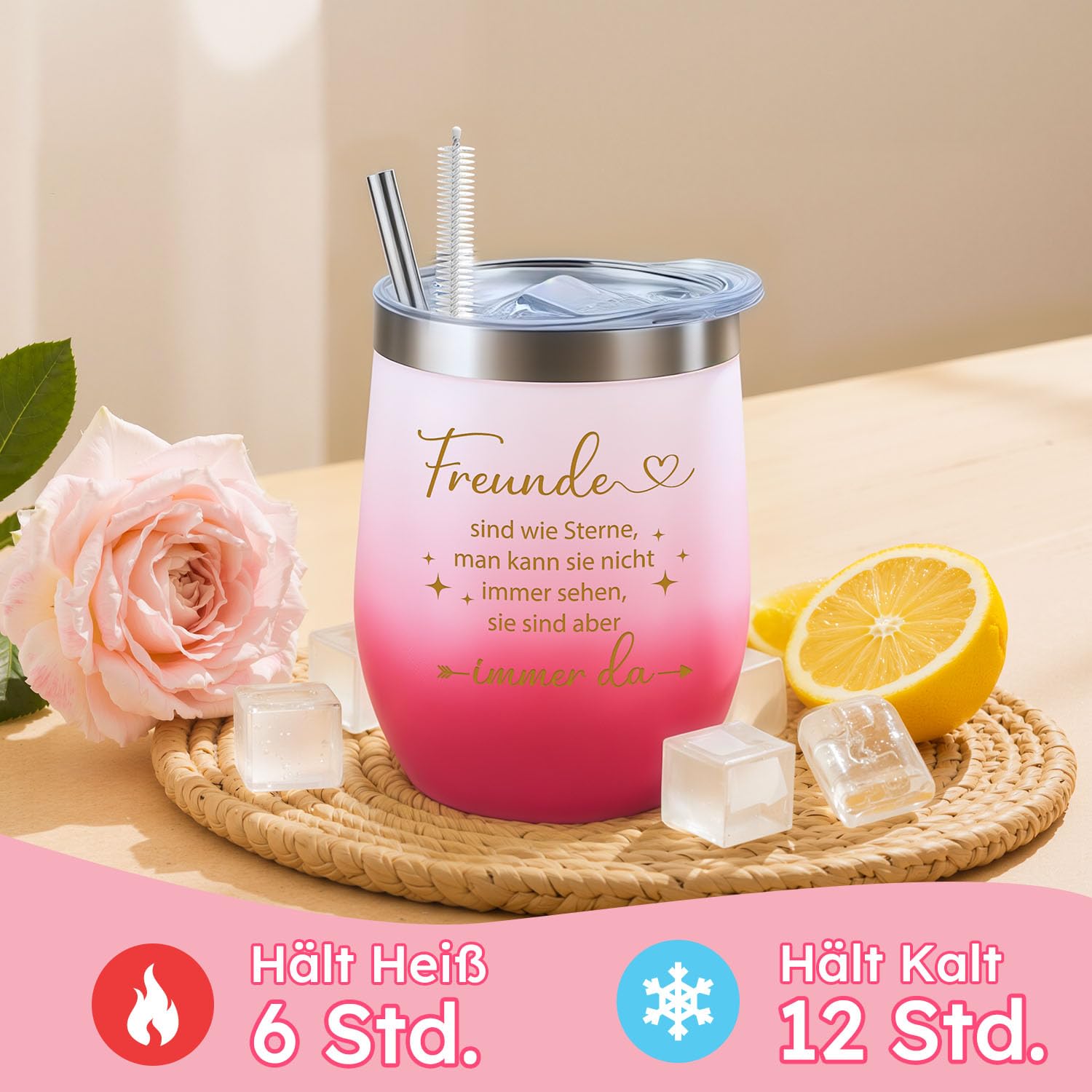 Giftota Geschenke für Frauen, Beste Freundin Geburtstagsgeschenk für Frauen Geschenk Beste Freundin Geburtstag Geschenkset für Frau, Rosa Thermobecher Geschenkbox Freundinnen, Wellness Geschenkset