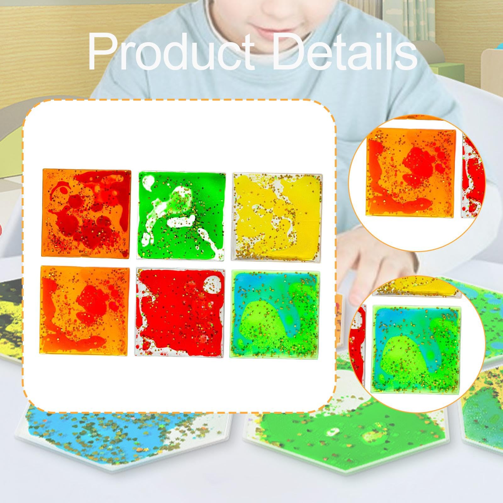 predolo 6X Gel Sensoriale Morbido Gel Liquido Giocattoli Regali da Viaggio Giocattoli Calmanti per Bambini Liquidi Sensoriali per Adolescenti Bambini, Piazza
