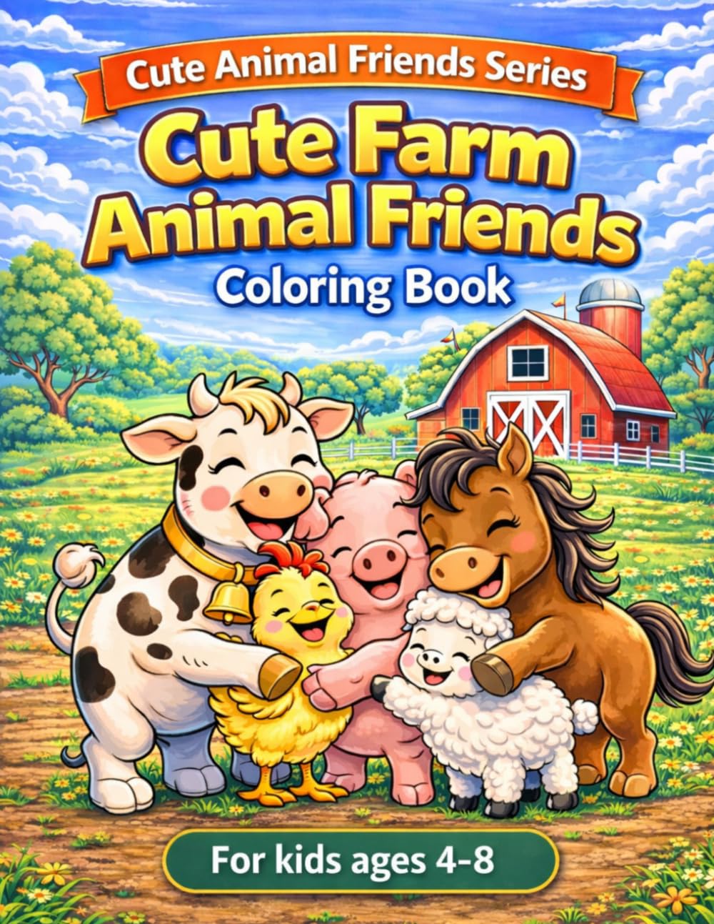 Cute Farm Animal Friends: A Fun Coloring Book for Kids Ages 4–8 (Cute Animal Friends Series)