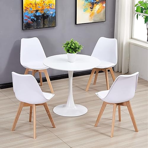 Miniatura 11 de Mesa de comedor redonda pequeña de 32 pulgadas, mesa de comedor circular moderna de mediados de siglo con base de pedestal para 2 a 4 personas Negro