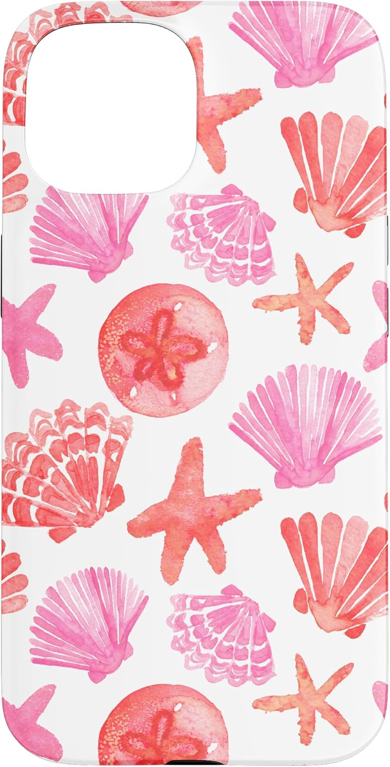 iPhone 14 Pro Max Coastal Granddaughter Sea Shells Coral Preppy Beach Summer Case