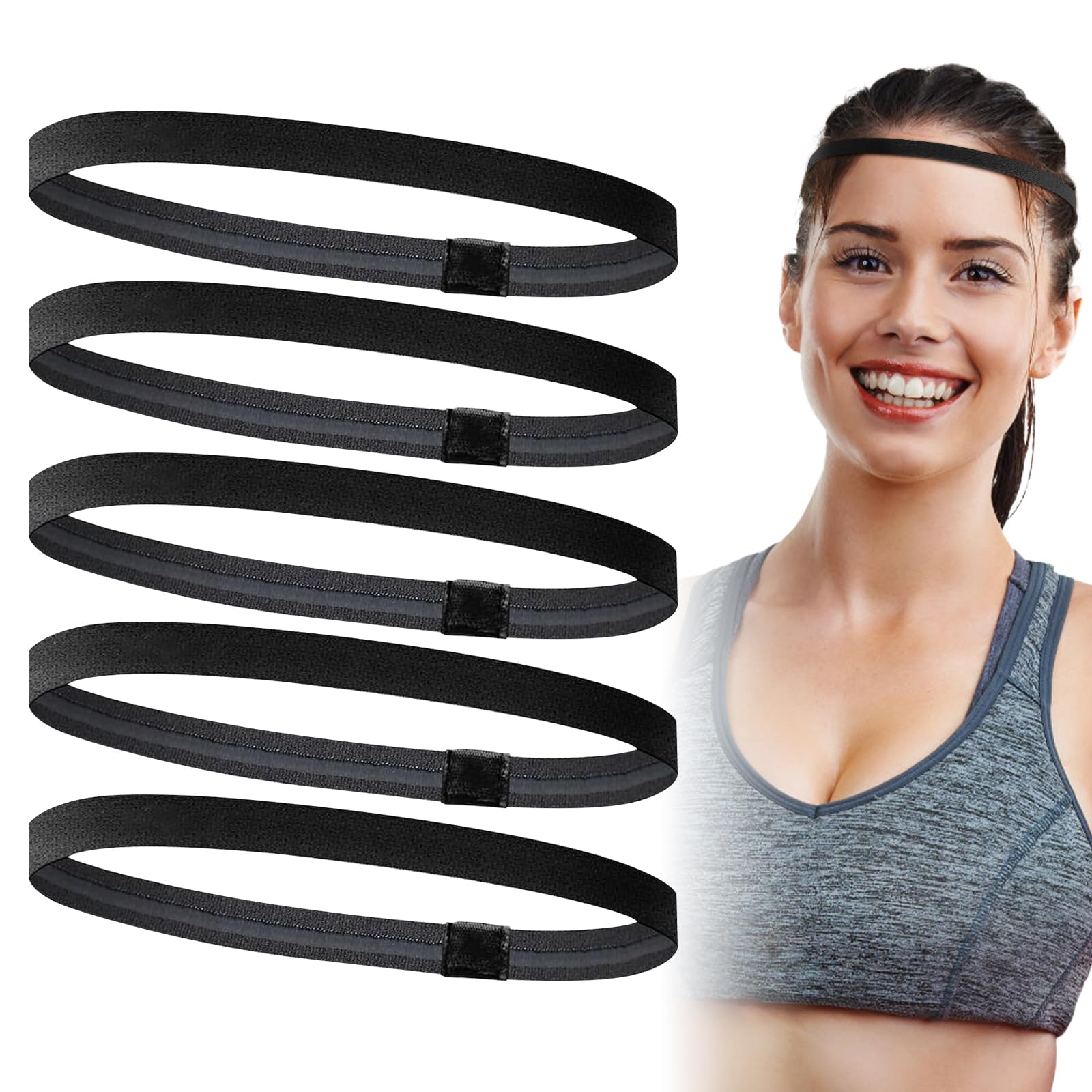 6 Stück Sporthaarbänder Für Damen & Herren – Rutschfeste, Dünne Stirnbänder Für Fitness, Laufen, Yoga, Tennis (bunte Muster, Elastisch, Mit Silikon-Innenband)