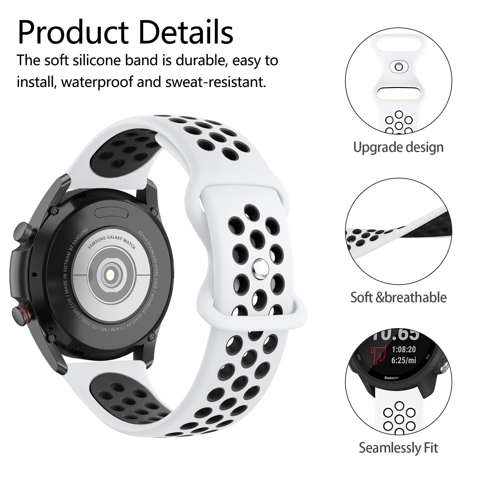 Meliya Silicone Band Replacement for Gizmo Watch 3 2 1 Bands/Gabb Watch 3 2 1 Bands for Kids, 20mm Breathable Waterproof Sport Gizmo Watch Band Replacement Gabb Watch Bands for Boys and Girls