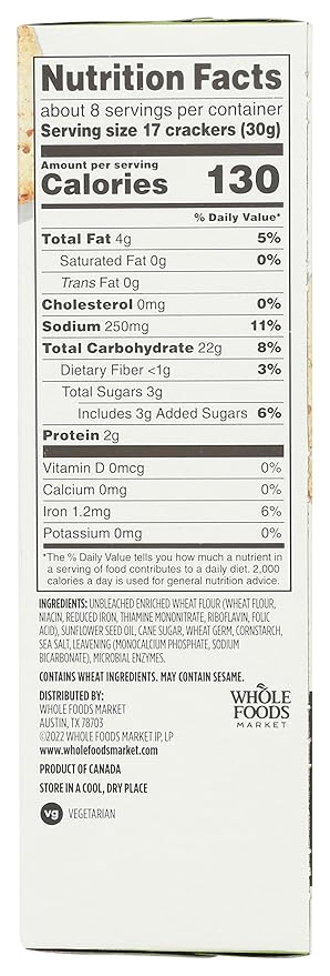 Galletas Crackers Thin Wheat Square 365 by Whole Foods Market 8 oz miniatura 2