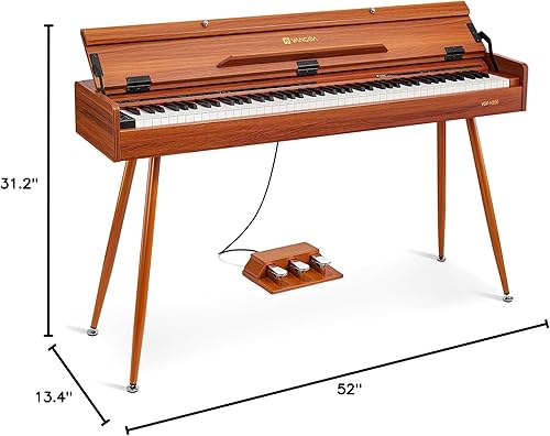 Vista 9 de Vangoa Piano digital de 88 teclas con peso de martillo de acción para el hogar, teclado digital de tamaño completo para adultos principiantes