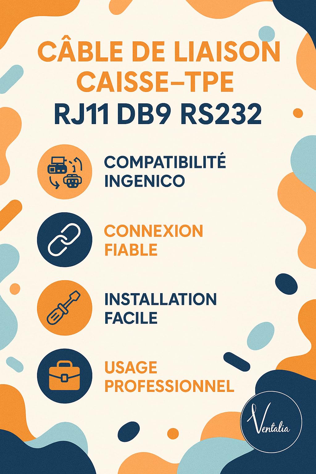 Câble de Liaison caisse RJ11 DB9 RS232 pour Terminaux de Paiement Ingenico – Compatible ICT, IWL, MOVE, DESK