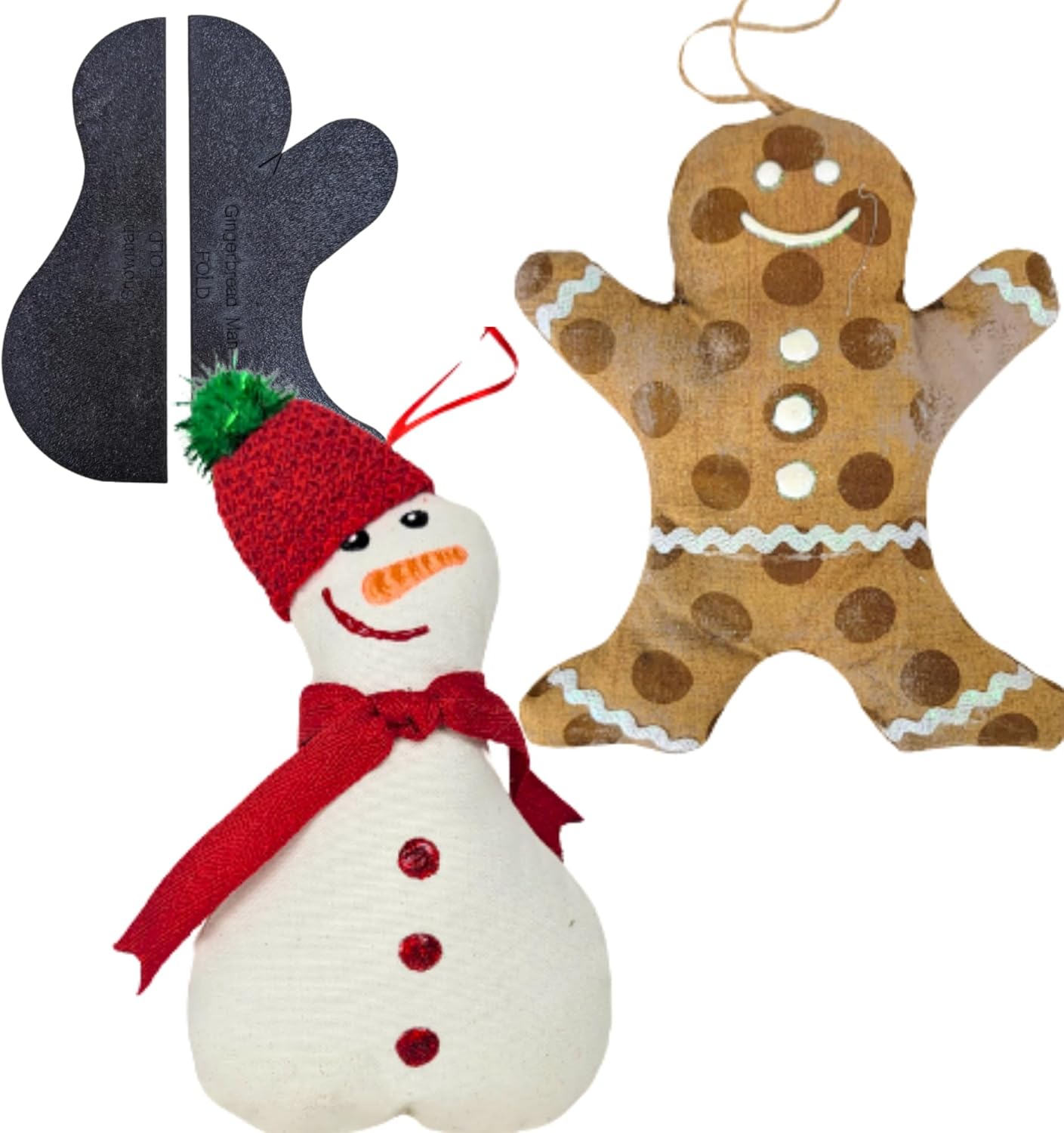 Martelli Gingerbread Man and Snowman Quilting Template, Black Plastic, 11x14 Inches, Holiday Pattern Stencil for Sewing Project