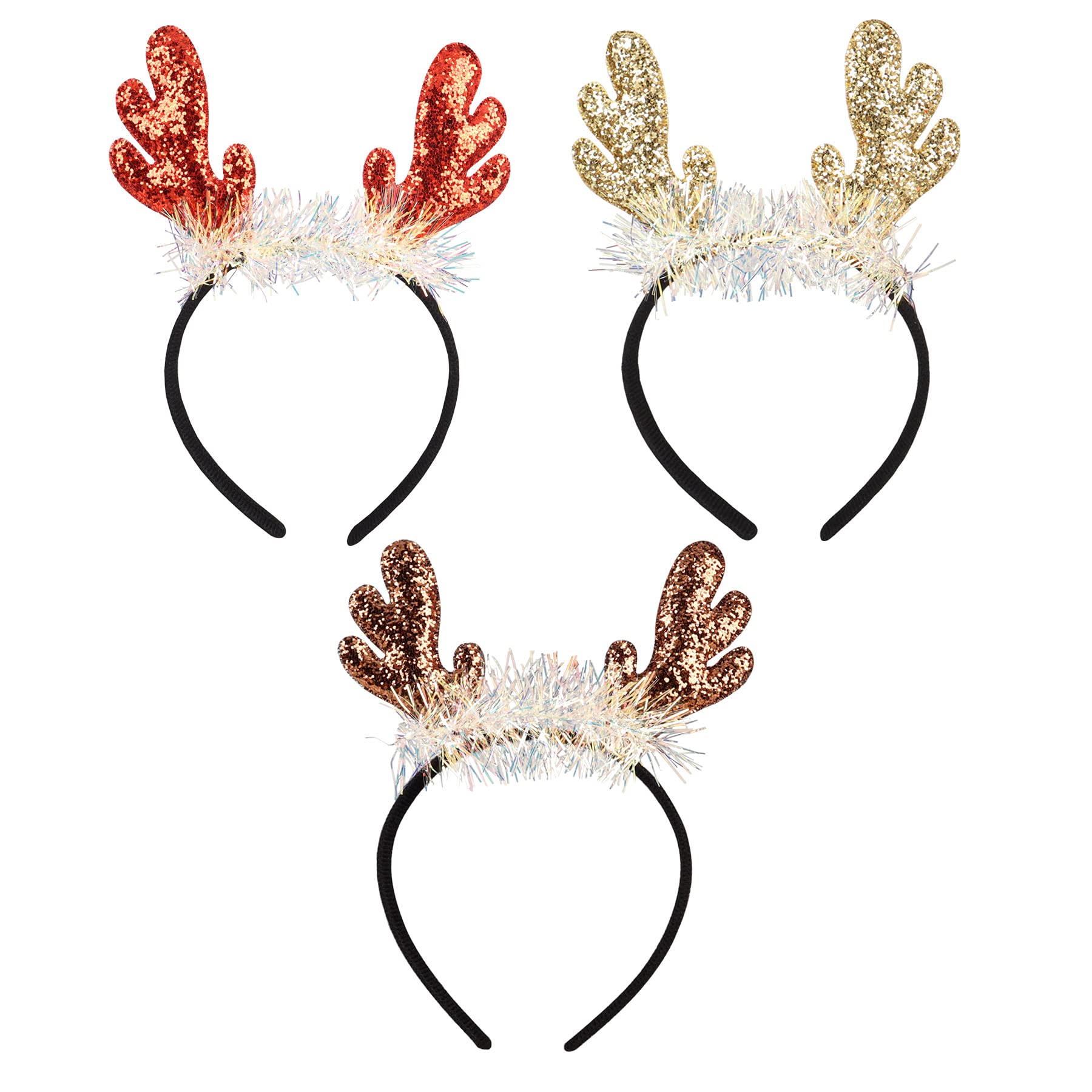 Photo 1 of FECASIMY 3PCS Reindeer Antlers Headband for Christmas, Halloween, Party Cosplay Costume - Antler Hair Accessories for Women, Birthday