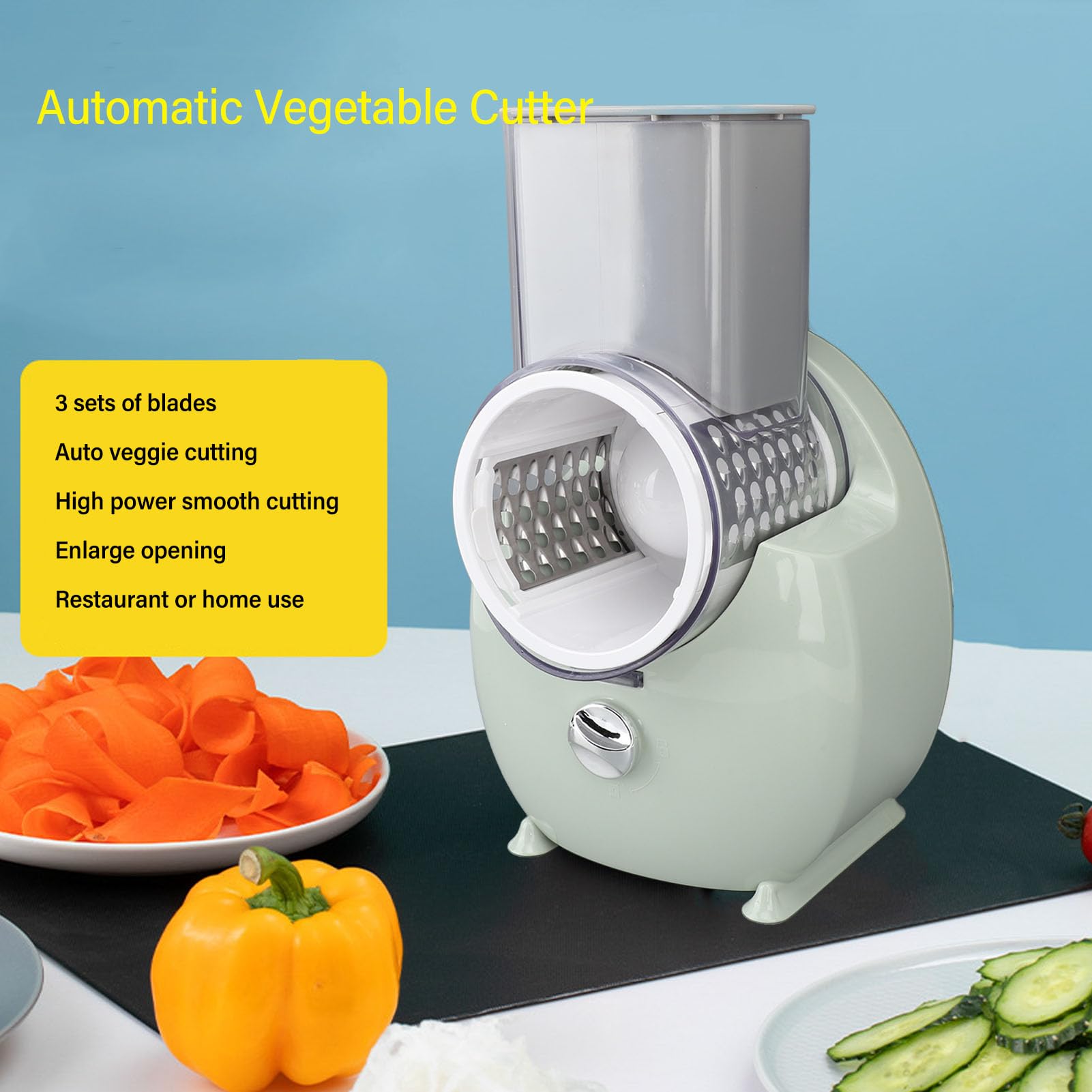 Shredder vegetale elettrico Automatico verdure vegetariane ricaricabile ricaricabile multifunzionale di formaggio di ravanello di patate per in acciaio inossidabile in plastica (Verde)