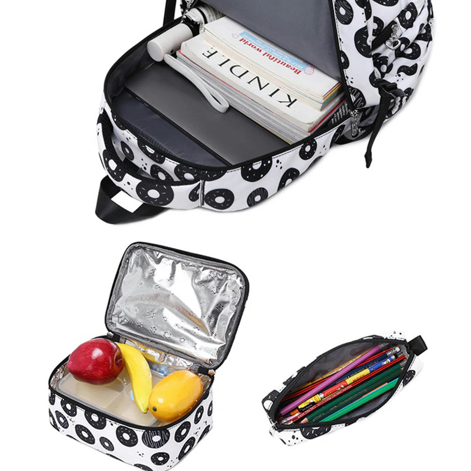 TEidea Zaino Scuola Set di Borse da Scuola Stampate, Confezioni da 3 Borse da Scuola per Bambini Zaino da Scuola per Bambini in Adolescenti con Astuccio per Il Pranzo