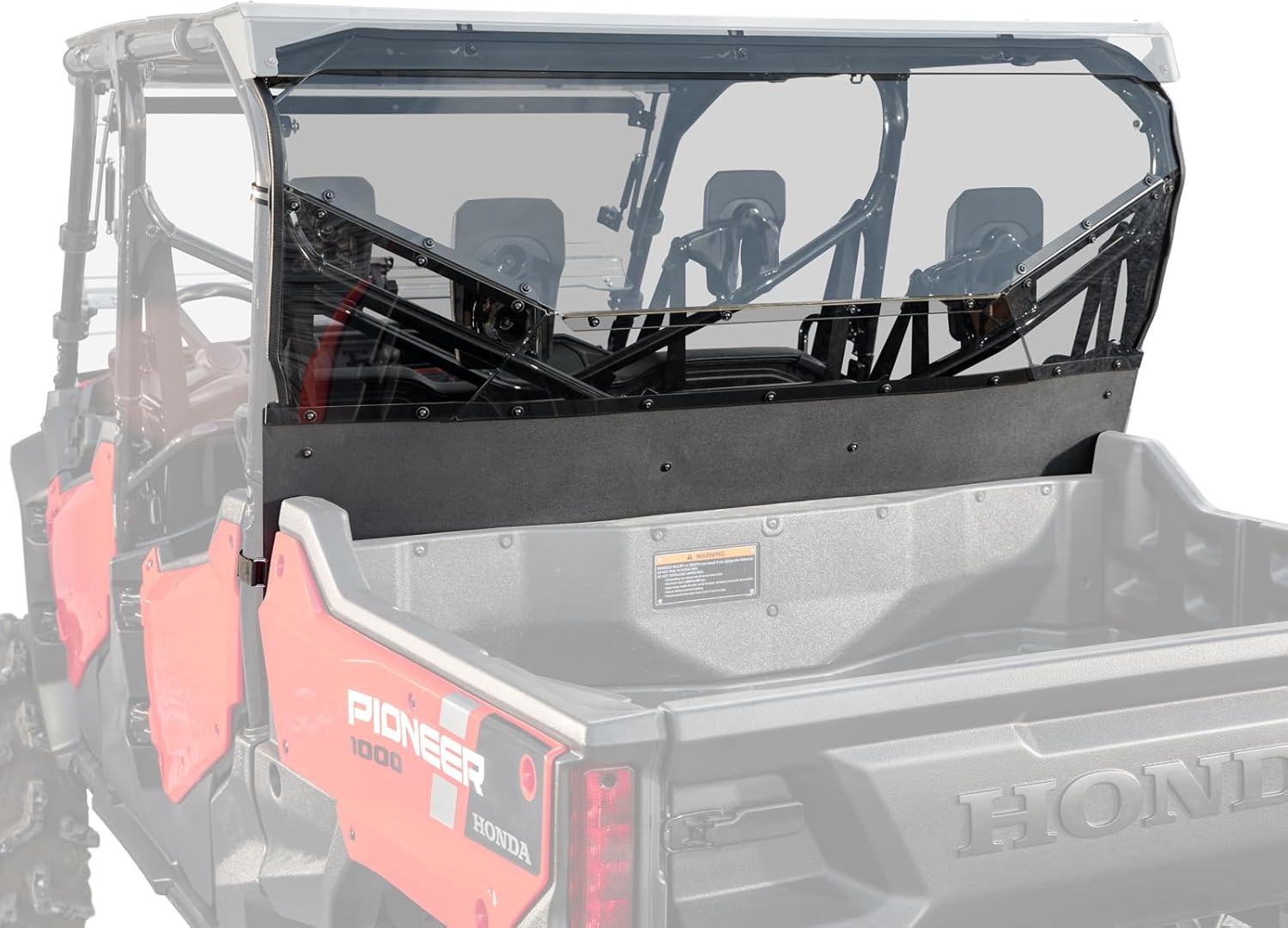 SuperATV Rear Windshield compatible with 2023+ Honda Pioneer 1000-6 | USA Made | Protects Against Debris | Lightly Tinted Polycarbonate | Rattle-Free Fit
