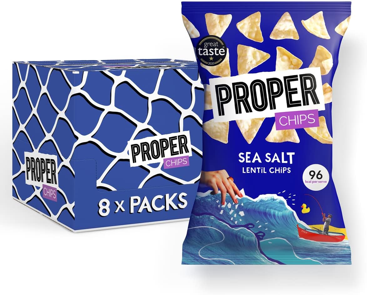PROPERCHIPS Sea Salt Lentil Chips, Vegan, Gluten Free Snacks, Sharing