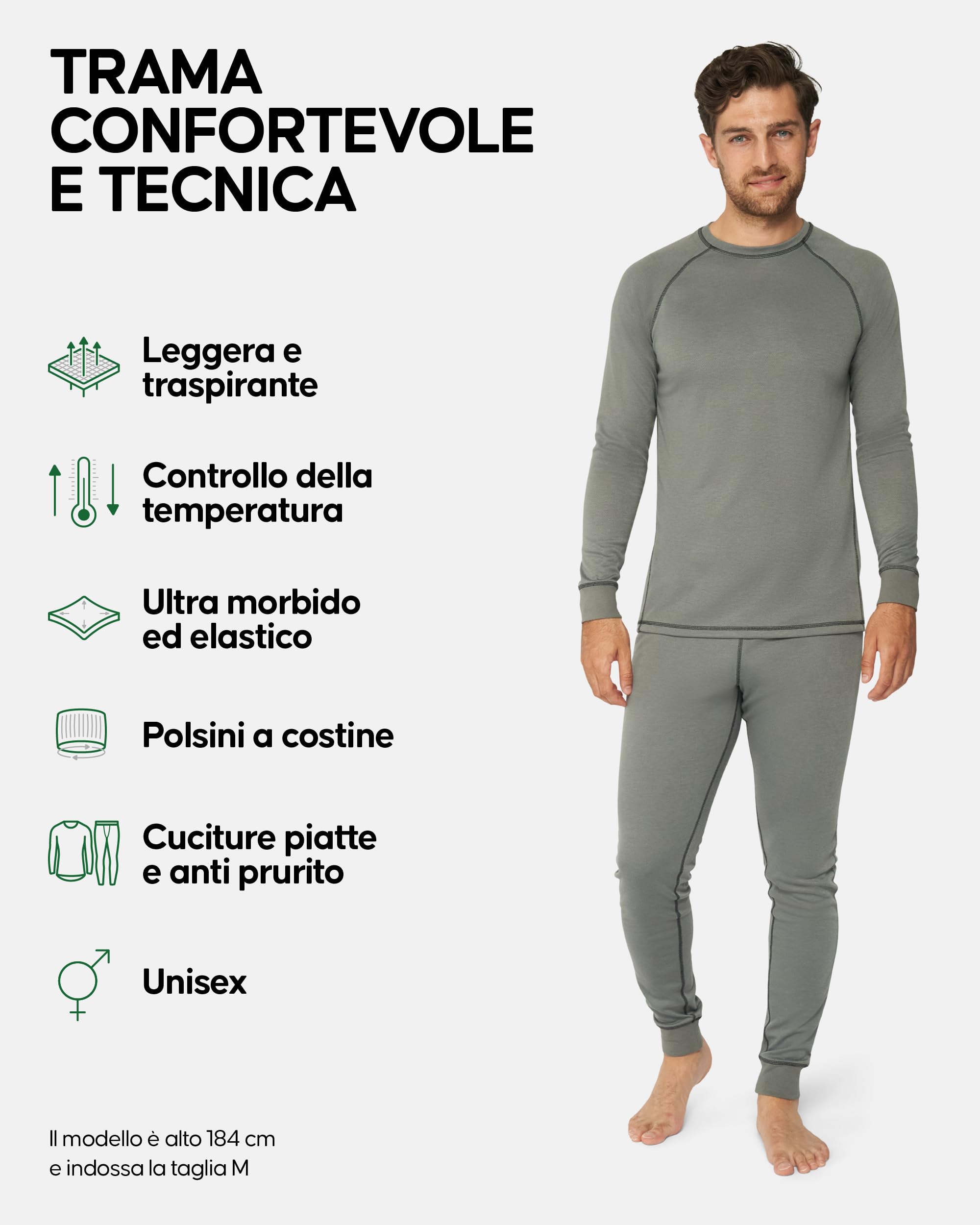 DANISH ENDURANCE Completo Maglia e Pantaloni Termici Uomo e Donna, Intimo Termico per Sci, Trekking