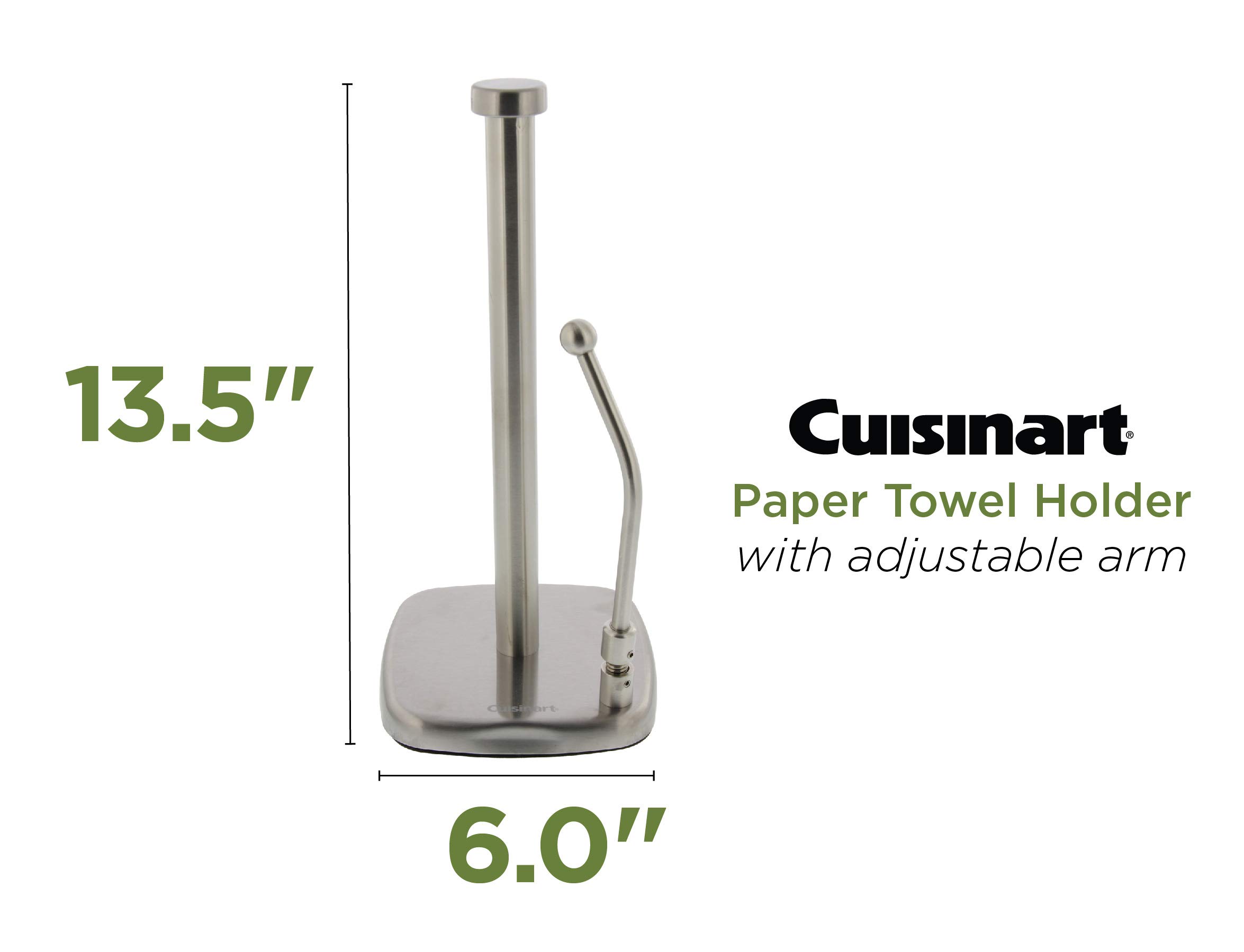 Cuisinart Papierhandtuchhalter aus Edelstahl mit verstellbarem Stützarm für Abreißhilfe, Küchenrollenspender, passend für jede Größe, Chrom