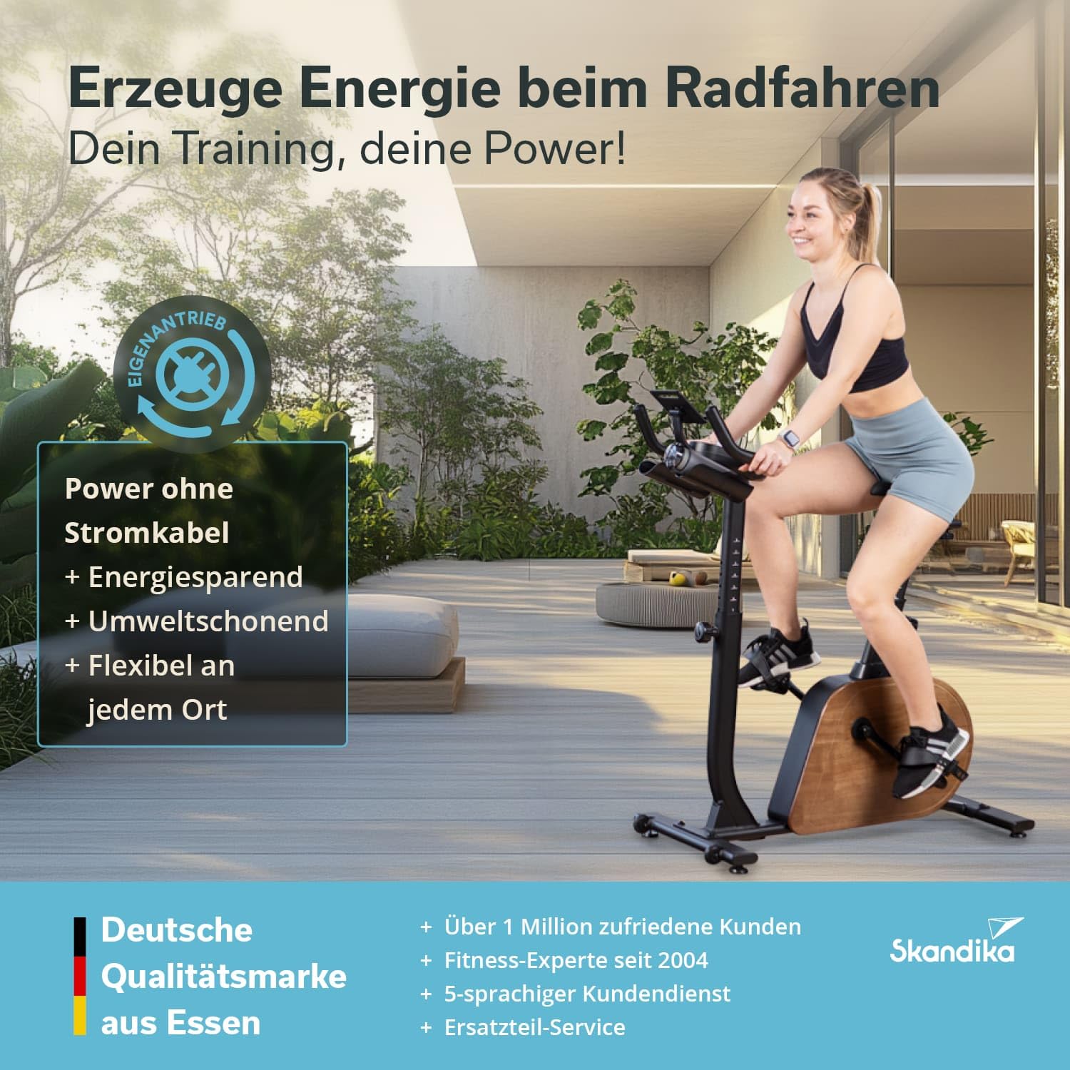 Skandika Trevek P12-G rower treningowy | ergometr rowerowy z generatorem prądu, hamulec magnetyczny, 16 poziomów oporu, regulowane pedały, siodełko i kierownica, trener domowy, ergometr, rower