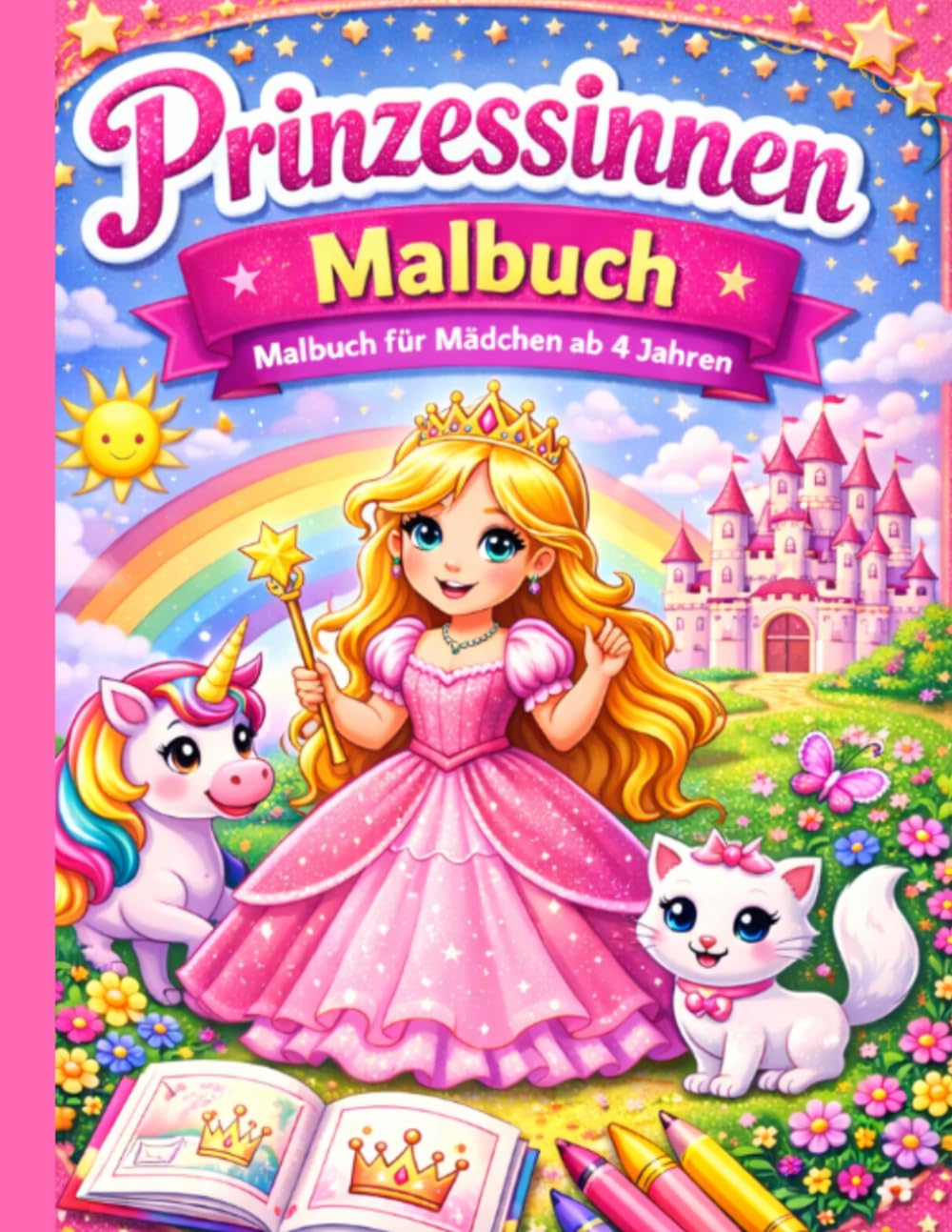 Prinzessinnen Malbuch für Mädchen Süße Prinzessinnen zum Ausmalen – Großes Malbuch für Kinder ab 4 Jahren: 26 wunderschöne Prinzessinnen, Schlösser, ... mit großen Motiven für kleine Künstlerinnen