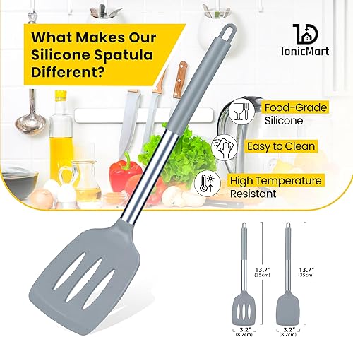 Miniatura 2 de Paquete de 2 espátulas de silicona para uso en la cocina- Juego de utensilios de cocina no tóxicos, espátula de silicona resistente al calor para