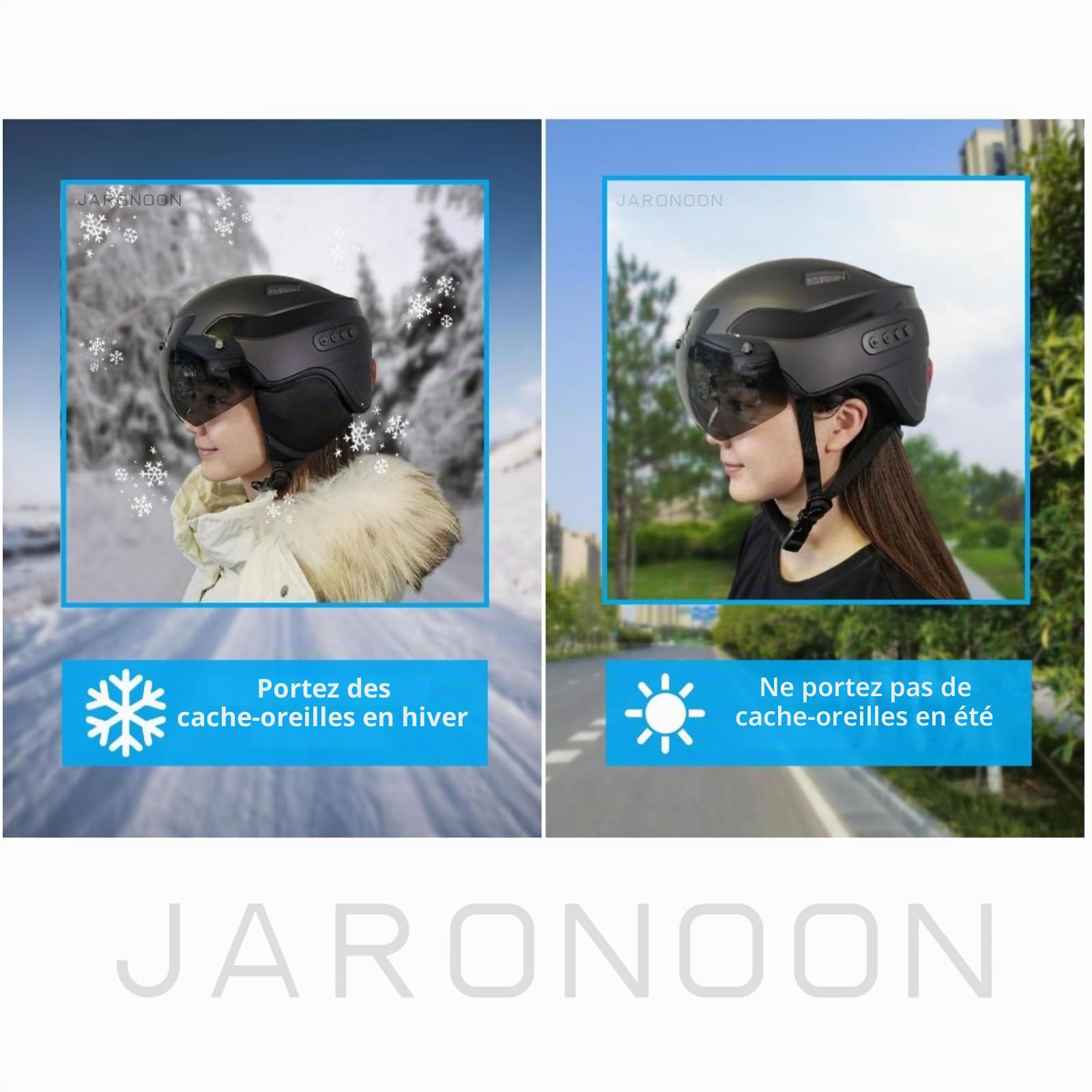 Casque Intelligent Bluetooth pour Cycliste, avec caméra intégrée et feu arrière Clignotant, avec 1x Lunettes de Jour et 1x Lunettes de Nuit